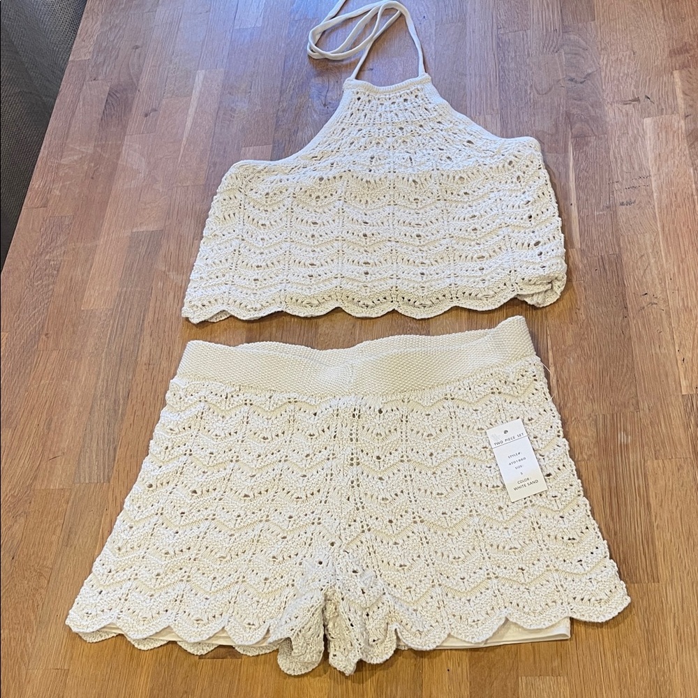 Crochet Halter Top and Shorts Set